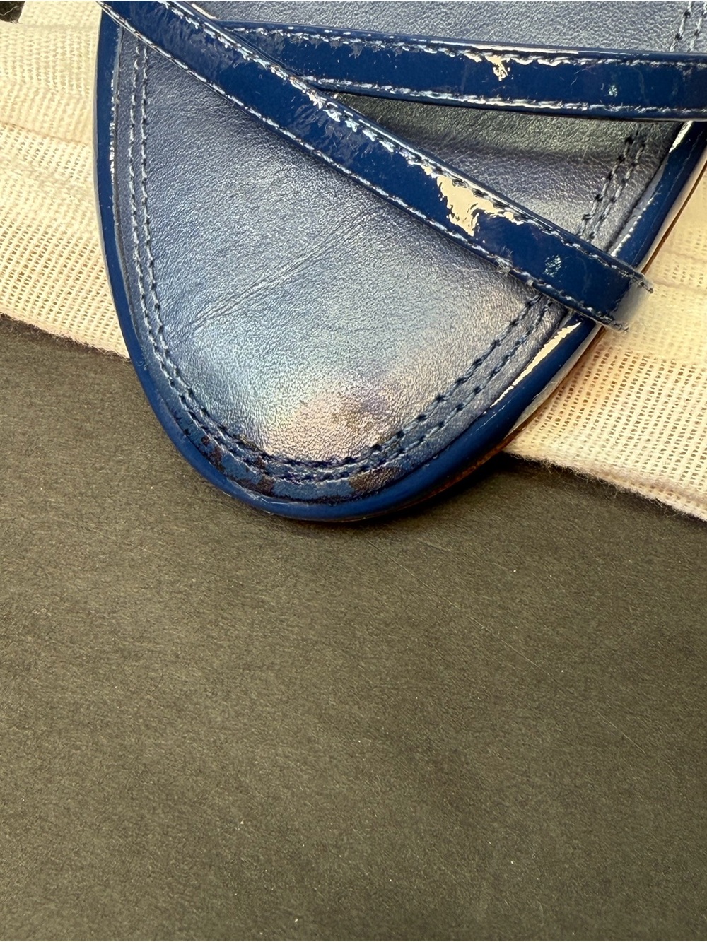 Schutz Diana Mid Sandal in Infinite Blue patent leather kitten heel strappy - Picture 9 of 9